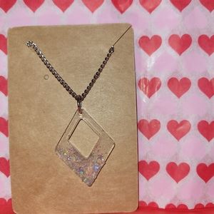 Clear glittery star 14in chain necklace
